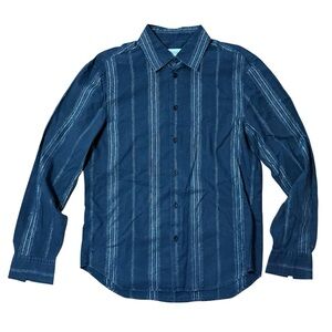 Armani Exchange AX Mens Blue Striped Button Down Shirt Long Sleeve-Size M